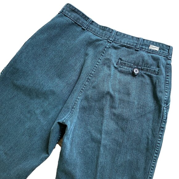 Pleated High Rise Trousers Taper Leg Pants Teal Green Vintage 90s Cream Brand - Picture 4 of 6